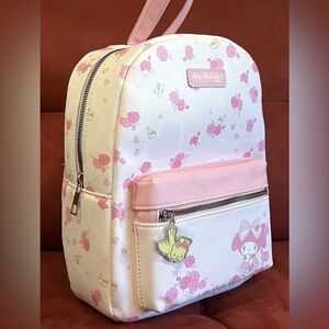 Cute Sanrio My Melody White With Pink Roses Mini Backpack Purse Bioworld NWT